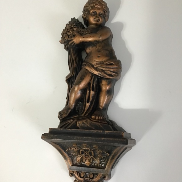 VTG Dart Syroco Cherub Wall Plaque Antiqued Copper Finish - Picture 2 of 8